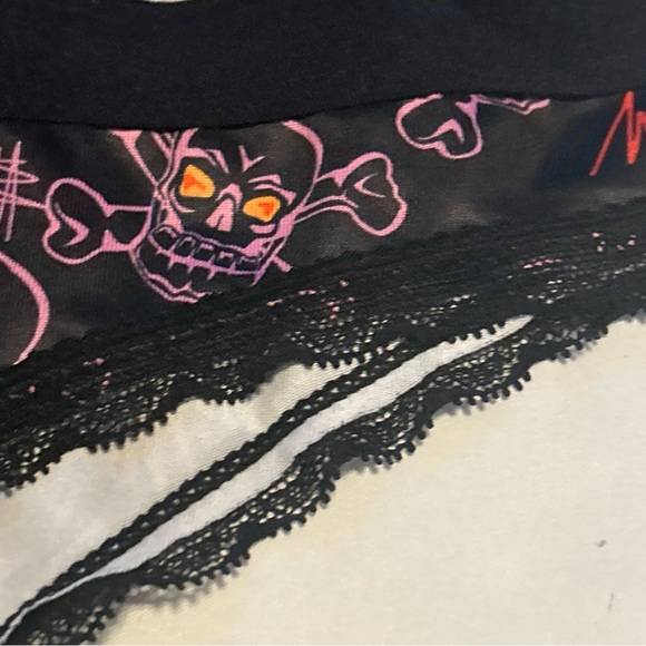 Morvia 3pk lace trim Skater goth Emo panties skull & Bones Lingerie Underwear - Picture 6 of 12